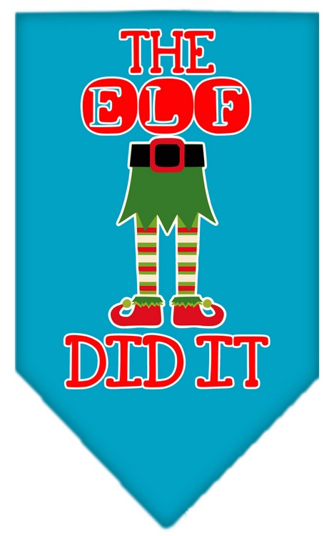 The Elf Did It Screen Print Bandana Turquoise Large